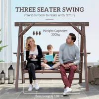 Outsunny Three-Seater Wooden Swing Bench(m-4)