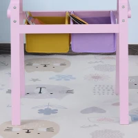 HOMCOM Kids Easel 3 in 1 Wooden Art Easel with Paper Roll Double-Sided Chalkboard & Whiteboard with Storage Baskets for Toddler Girls, Pink(m-12)