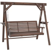 Outsunny Three-Seater Wooden Swing Bench(m-11)