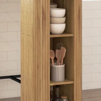 HOMCOM Stehtisch, Bartisch mit 3 Ablagen und Metallfüßen, 112x50x106cm, Holzoptik natur(m-5)