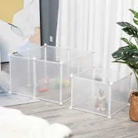 PawHut Pet Playpen DIY Small Animal Cage Open Enclosure Portable Plastic Fence 12 Panels for Hedgehog Bunny Chinchilla Guinea Pig White(m-9)