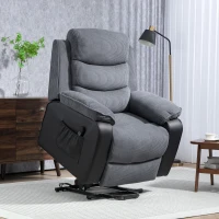 HOMCOM Sillón Relax Reclinable Eléctrico Levanta Personas con Mando a Distancia y Bolsillos Laterales Sillón Elevador Gris(m-2)