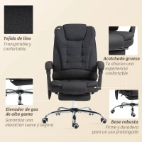 Vinsetto Silla de Oficina con 6 Puntos de Masaje Función de Calentamiento Reposapiés y Control Remoto 65x70x111-119 cm Negro(m-8)
