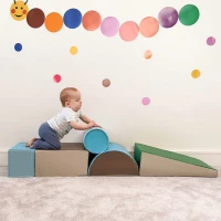 HOMCOM 5 Piece Climb and Crawl Activity Play Set Soft Foam Blocks for Baby Toddler Preschooler Indoor Play Equipment Learning Toys Blue(m-10)