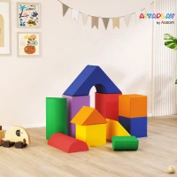 HOMCOM 11-Piece Soft Play Set Kids Foam Blocks, Toys for Climb and Crawl, Multicoloured(m-5)