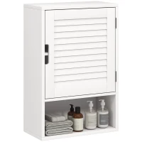 HOMCOM Armario de baño colgante mueble de pared con puerta de cierre suave, estantes regulables 40 x 20 x 60 cm Blanco(m-6)