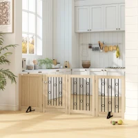 PawHut Freistehendes Haustiertor, Hundegitter mit Tür, 4 Paneele, für Flur, Treppe, Türrahmen, MDF, Stahl(m-9)