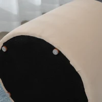 HOMCOM Pouf coffre rangement, pouf repose-pieds en tissu velours givré, couvercle réversible, Ø 44 x 47,5 cm, beige(m-8)