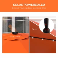 Outsunny Solar Patio Umbrella with LED and Tilt, Outdoor Market Table Umbrella Parasol with Crank, 3 x 3 (m), Orange(m-4)
