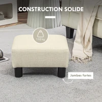 HOMCOM Pouf repose-pied tabouret bas en tissu de lin capacité de charge 110 Kg 40 x 30 x 24 cm beige(m-5)