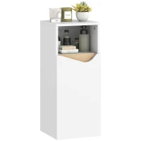 HOMCOM Armoire de salle de bains étroite avec étagères réglables, niche ouverte 30 x 30 x 71,5 cm Blanc(m-6)