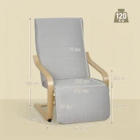 HOMCOM Poltrona Relax com Apoio para os Pés Ajustáveis Poltrona Estofada em Tecido com Estrutura de Madeira 66,5x94x100 cm Cinza Claro(m-3)