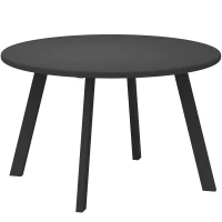 Outsunny 70cm Round Coffee Table, Outdoor Garden Table with Non-Slip Foot Pads and Metal Frame for Garden, Terrace, Balcony, Living Room, Black(m-7)