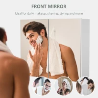 HOMCOM 80 x 15 cm Double Door Bathroom Mirror Cabinet - White(m-6)