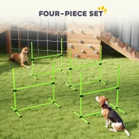 PawHut Agility-set voor honden 4-delig in hoogte verstelbare agility-uitrusting met 4 hindernissen draagtas 99 x 65 x 94 cm Groen(m-5)