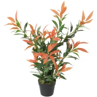 HOMCOM Photinia artificial 90 cm planta artificial com 300 folhas, ramos ajustáveis, 45 x 45 x 90 cm, Vermelho+Verde(m-7)