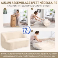 HOMCOM Canapé 2 places canapé en tissu bouclette 142 cm avec dossier et assise incurvés, aucun assemblage requis, beige(m-7)