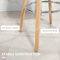 HOMCOM Zestaw 2 hokerów krzesła barowe Skandi-design, podnóżek, 43 cm x 43 cm x 91 cm, naturalny + czarny(m-6)