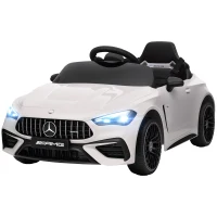 AIYAPLAY Auto elettrica per bambini, design Mercedes, motori 12V, telecomando, luci LED, musica, per bambini 3-6 anni, Bianco(m-6)