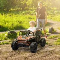 AIYAPLAY Auto elettrica per bambini UTV Buggy per bambini con telecomando 2,4 GHz 2 motori 103L x 69B x 59H cm Marrone(m-2)