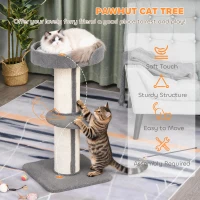 PawHut 91cm Cat Tree, Cat Tower with Scratching Post, Bed, Perch, Removable Cushion for Indoor Kittens, Grey(m-4)