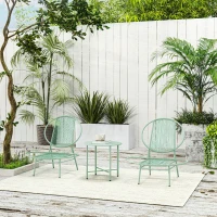 Outsunny Set bistro 3-pezzi in polyrattan resistente alle intemperie Arredo da giardino con tavolo bistro Sedie da giardino a forma di conchiglia Grün(m-5)