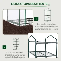 Outsunny Invernadero de Exterior con 4 Estantes, Invernadero Pequeño con Puerta Enrollable, Marco de Acero y Cubierta de Plástico, Anti-UV para Plantas, Macetas, Flores, 70x50x160 cm, Transparente(m-4)