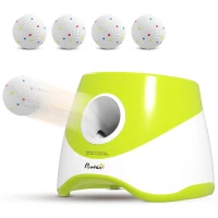 PawHut Automatic Dog Ball Launcher with 5 ETPU Tennis Balls 2.3", 3 Distance Settings 6m/10m/12m, Green(m-1)