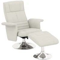 HOMCOM Poltrona massaggiante con pouf, schienale reclinabile, 78 x 95 x 88 cm, Crema(m-6)