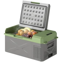 Outsunny Frigo elettrico portatile 16,3 L fcon Modalità ECO, Grigio e Verde(m-6)