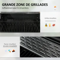 Outsunny Barbecue au charbon de bois bac à charbon réglable, couvercle, thermomètre, tablettes, à roulettes, en acier inoxydable(m-4)