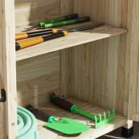 Outsunny Mesa de Cultivo para Jardín con Armario y Estantes, 90,5x41x124,5 cm, Madera Natural(m-4)