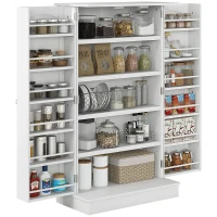 HOMCOM Armadio cucina Dispensa 2 ante con 5 ripiani e 12 portaspezie - 60 x 30 x 104 cm - bianco(m-6)