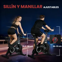 SPORTNOW Bicicleta Estática de Interior con Volante de Inercia de 15 kg Monitor LED con Pulsómetro Manillar y Asiento Ajustables(m-5)