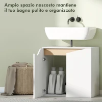 HOMCOM Mobile Sottolavabo con 2 Ante Ammortizzate per Lavabo Senza Piedistallo, 60x35x57.9 cm, Bianco(m-5)