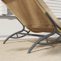 Outsunny Lettino prendisole in polyrattan da giardino con cuscino, resistente alle intemperie, portata 120 kg, 166 x 63 x 76 cm, Beige(m-5)