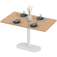 HOMCOM Table à manger rectangulaire pour 6 personnes, 120 x 70 x 75 cm, table de cuisine piétement et plateau épais chêne blanc(m-1)