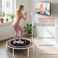 SPORTNOW Cama Elástica Fitness Ø102 cm con Mango Ajustable de 5 Niveles y Marco de Acero para Entrenamiento Piernas Cuerpo Azul(m-6)