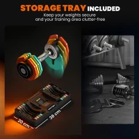 SPORTNOW Adjustable Dumbbells Set with Safety Locking Mechanism, Multicoloured(m-7)