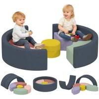 AIYAPLAY Set 7 pezzi di blocchi morbidi per bambini piccoli, schiuma, fodera in velluto a coste lavabile, forme assortite, multicolore(m-7)
