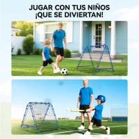 HOMCOM Red de Rebote Plegable y Ajustable para Entrenamiento de Fútbol Béisbol y Tenis 100x95x90 cm Azul(m-7)