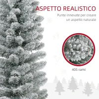 HOMCOM Albero di Natale Innevato con 405 Rami e Luci LED Bianche in Plastica e Metallo, Ø57x210 cm, Verde(m-6)