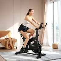 SPORTNOW Bicicleta Estática de Interior con Volante de Inercia de 15 kg Monitor LED con Pulsómetro Manillar y Asiento Ajustables(m-2)