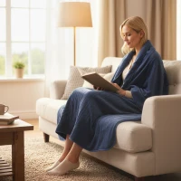 HOMCOM Manta Eléctrica de Coralina 180x130 cm 10 Niveles de Temperatura Temporizador Lavar a Máquina Pantalla LED Azul(m-9)