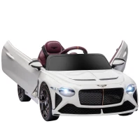 HOMCOM Auto elettrica per bambini 3-5 anni 2 motori 12V 25W 3-5 km/h telecomando 2,4G Bentley Bacalar bianco(m-8)