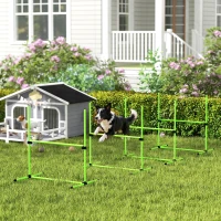 PawHut Agility-set voor honden 4-delig in hoogte verstelbare agility-uitrusting met 4 hindernissen draagtas 99 x 65 x 94 cm Groen(m-2)