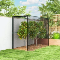 Outsunny Fruit Cage Bird Netting, Brassica Cage Plant Protection Tent with Zipped Door, Anti Bird, Insects, Small Animals, Black(m-7)