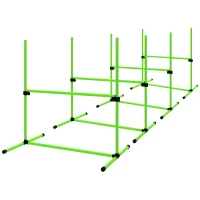 PawHut Zestaw agility dla psów 4-częściowy regulowana wysokość sprzęt agility z 4 przeszkodami torba transportowa 99 x 65 x 94 cm zielony(m-10)
