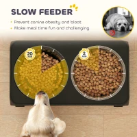 PawHut Raised Dog Bowl, Foldable Elevated Dog bowls with Slow Feeder, 4 Adjustable Heights, for Small Medium Large Breeds(m-6)