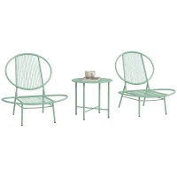 Outsunny Set bistro 3-pezzi in polyrattan resistente alle intemperie Arredo da giardino con tavolo bistro Sedie da giardino a forma di conchiglia Grün(m-7)